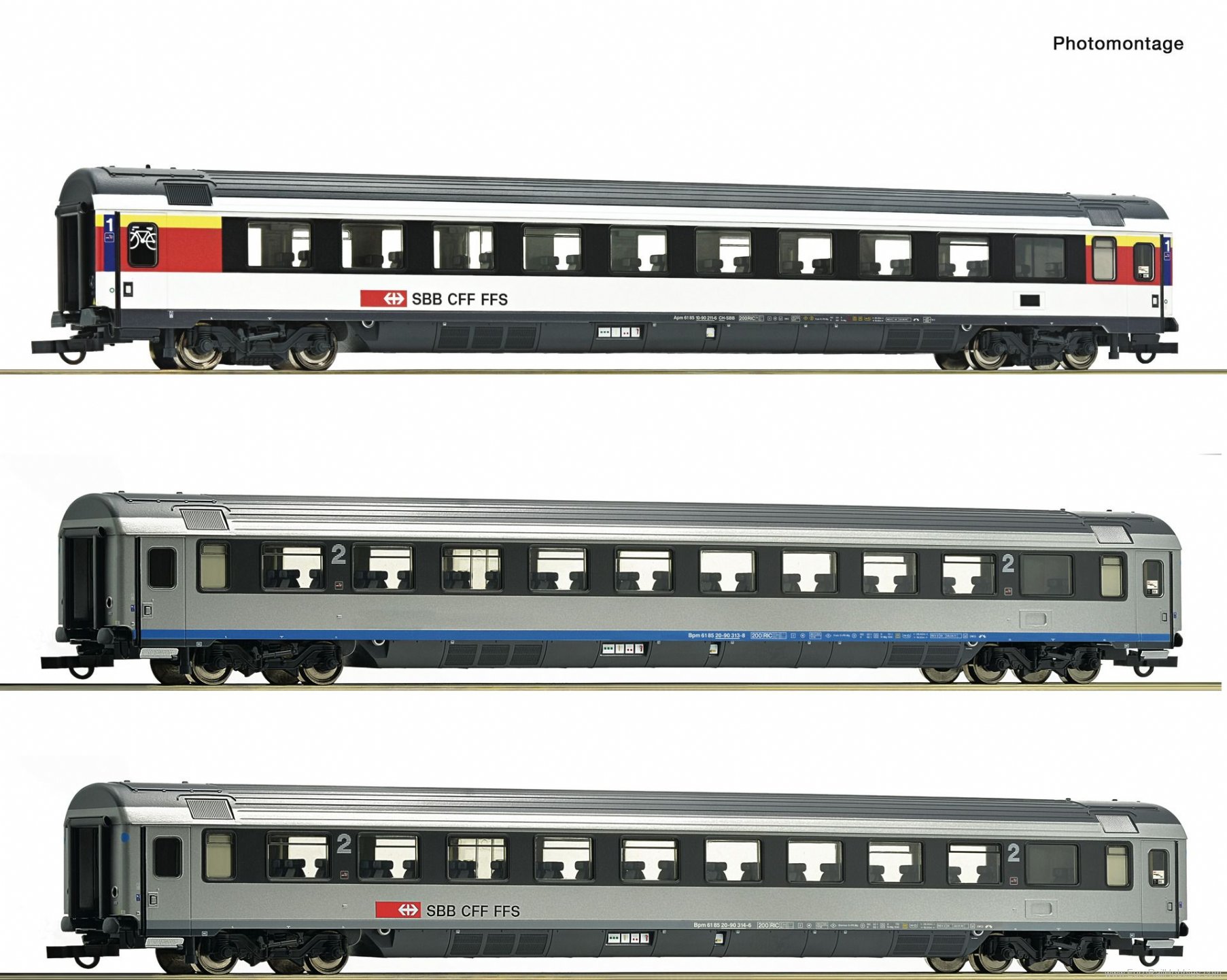 Roco 74022 3 piece set (2): EuroCity coaches EC 7, SBB