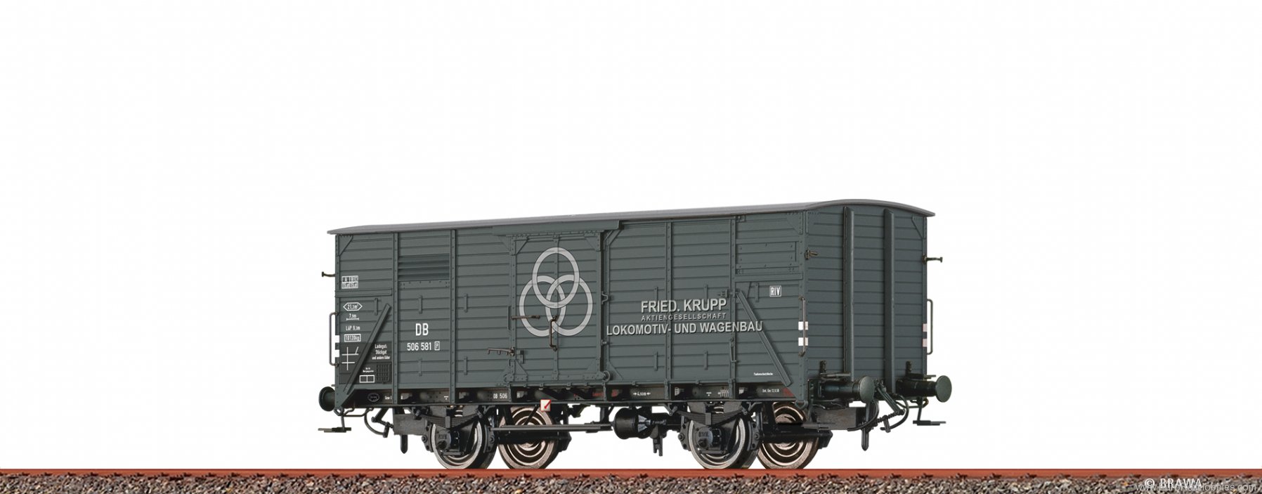 Brawa 50957 Covered Freight Car G10 Krupp Stahl DB