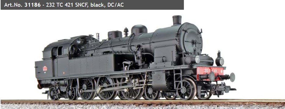 ESU 31186 SNCF Steam Locomotive 232 TC 421, Black, (Sou