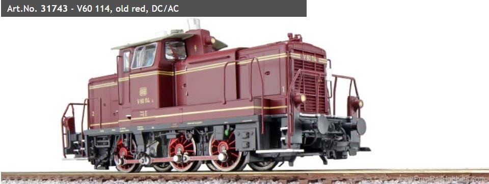 ESU 31743 DB Diesel Locomotive, V60 114 Old Red, (Sound