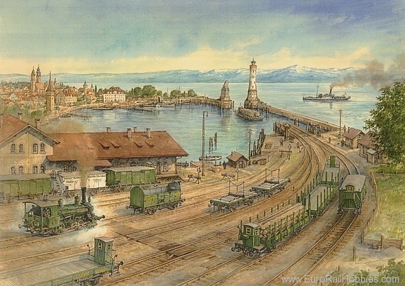 Art Prints 1042 Bavarian Rail â âLindau Harbourâ