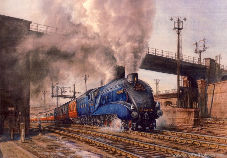 Art Prints 1056 Flying Scotsman leaving King's Crossing, Lond