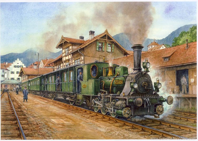 Art Prints 1065 Bavarian Steam Locootive in Fussen