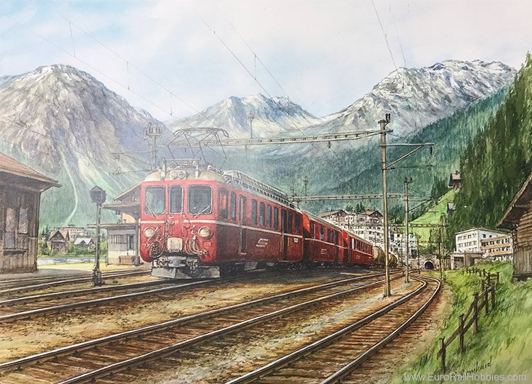 Art Prints 1073 Swiss Rhb Passenger Train
