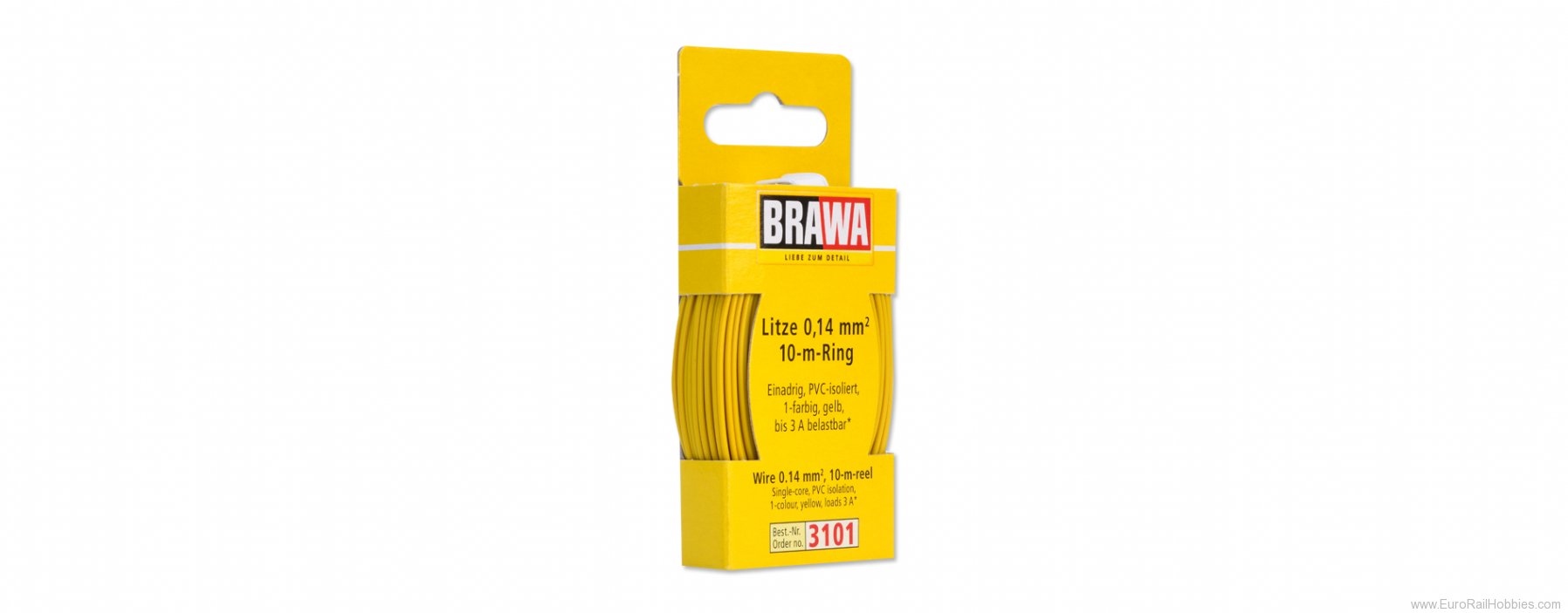 Brawa 3101 Strand Wire - Yellow - 10M Roll, 0.14mm gauge