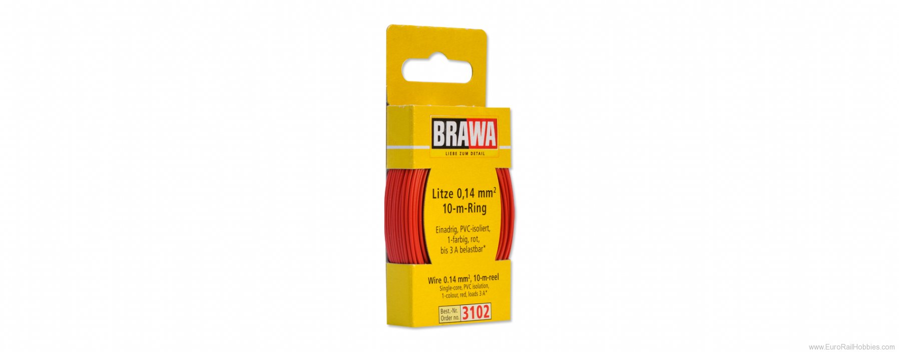 Brawa 3102 Strand Wire - Red - 10M Roll, 0.14mm gauge