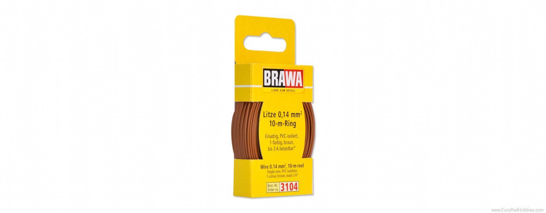 Brawa 3104 Strand Wire - Brown - 10M Roll, 0.14mm gauge