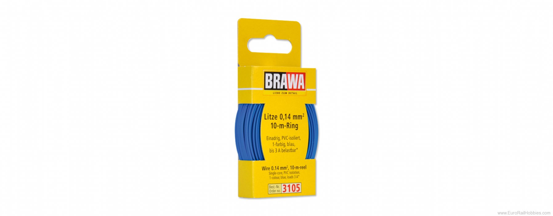 Brawa 3105 Strand Wire - Blue - 10M Roll, 0.14mm gauge