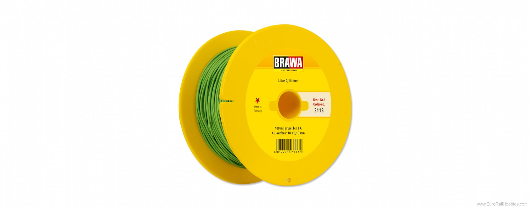 Brawa 3113 Braided Wire 100 m green 