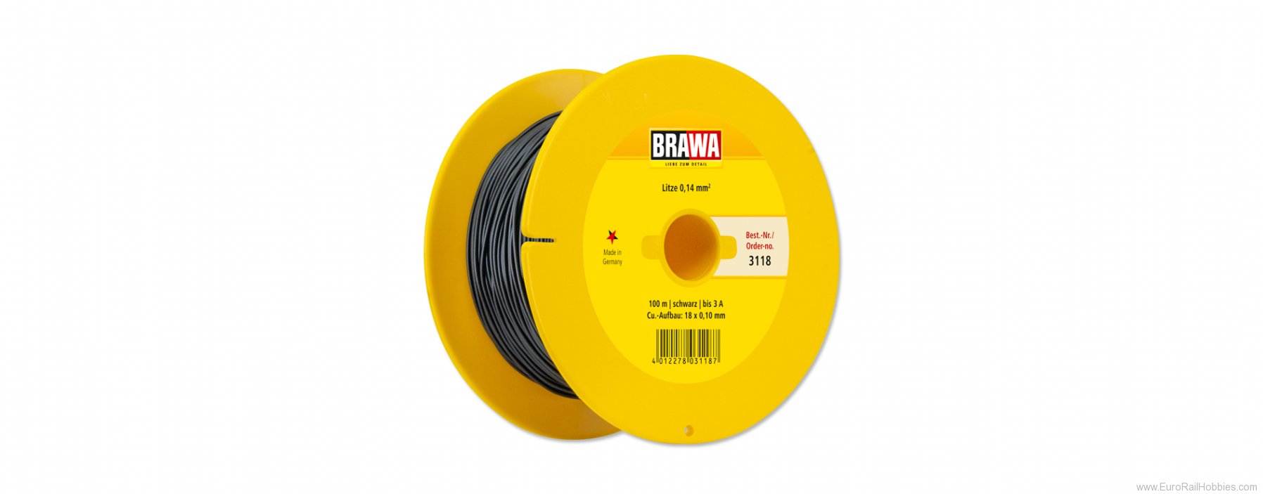 Brawa 3118 Braided Wire 100 m black 