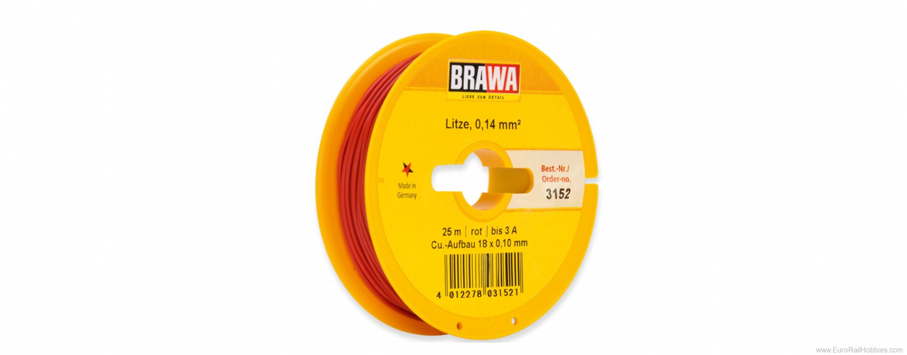 Brawa 3152 25 m Abrollspules red 