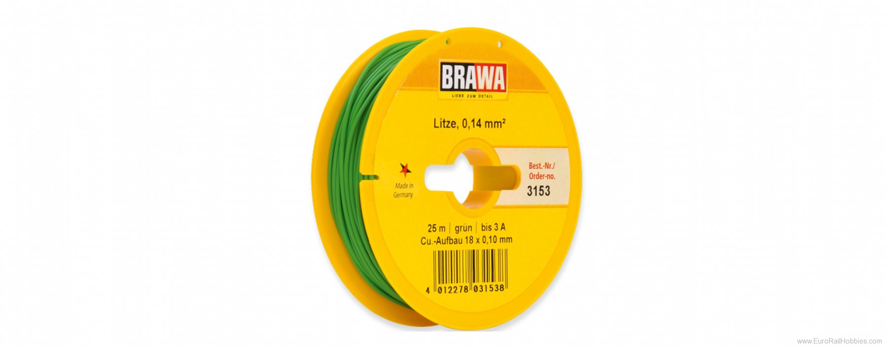 Brawa 3153 25 m Abrollspules green 