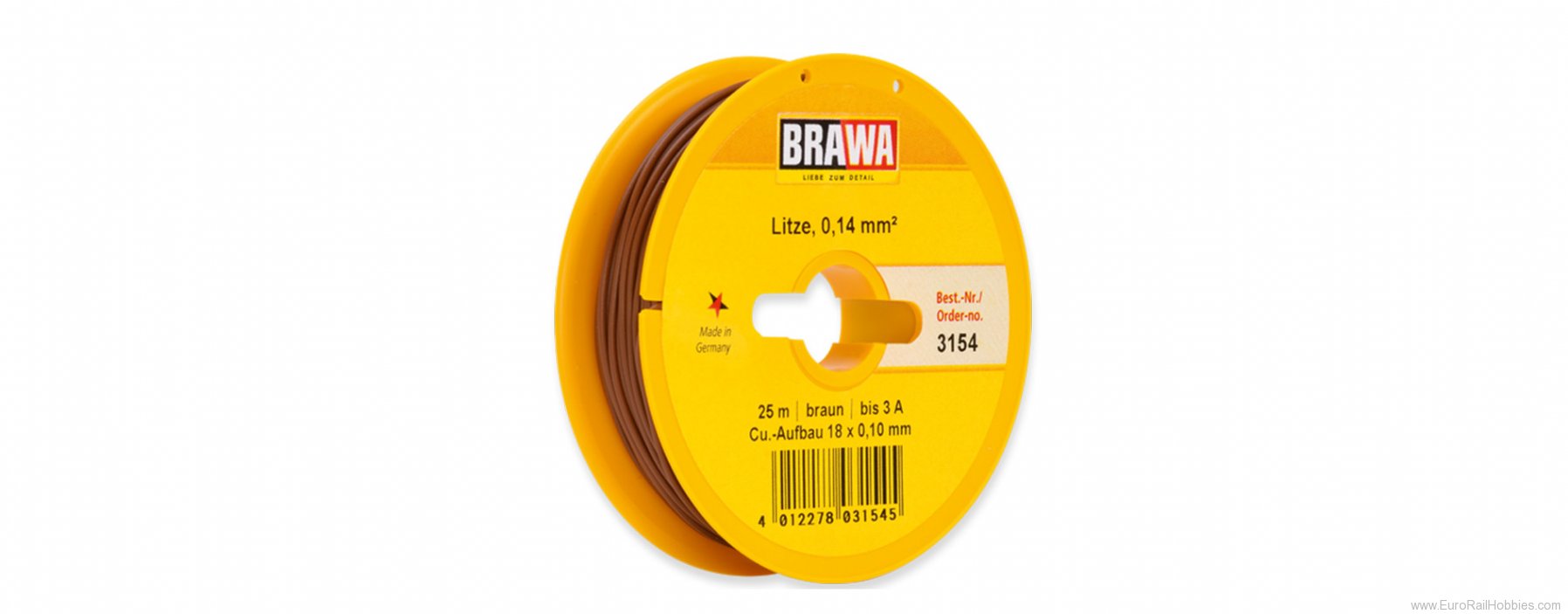 Brawa 3154 25 m Abrollspules brown 