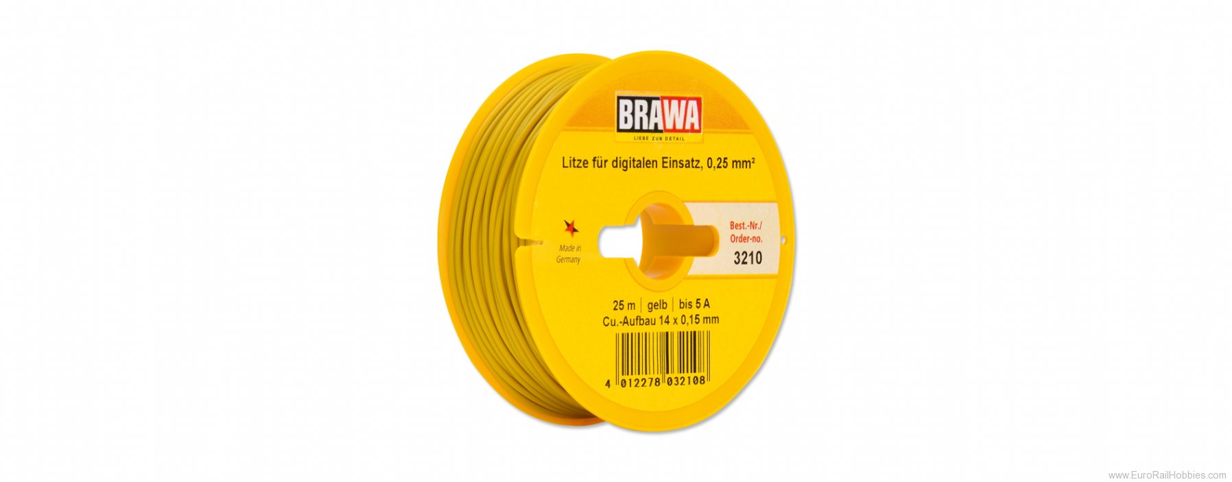 Brawa 3210 Wire 0,25 mmÂ², 25 m drum, yellow