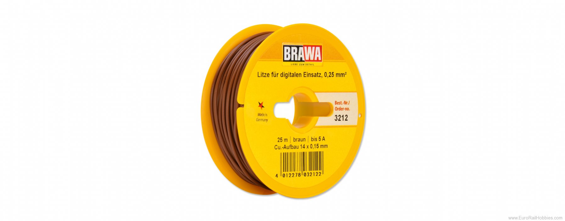 Brawa 3212 Wire 0,25 mmÂ², 25 m drum, brown