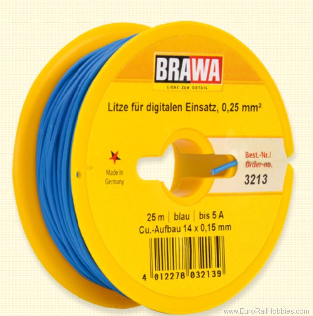 Brawa 3213 Single wire 0.25mm 25m blue