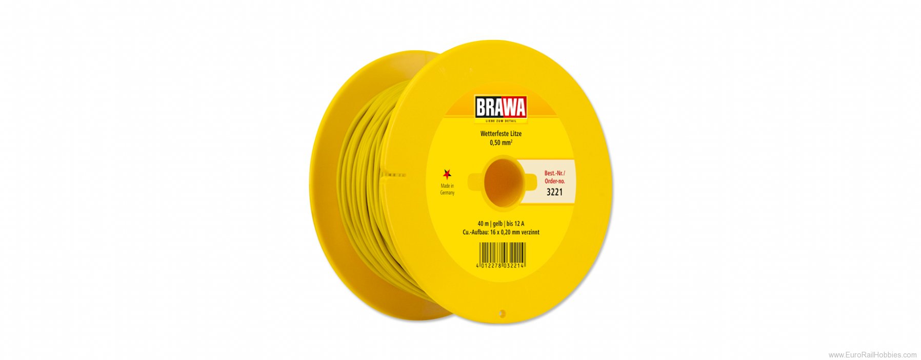 Brawa 3221 40m Weather Proof Wire yellow 0.50 mm2 3 Amp 