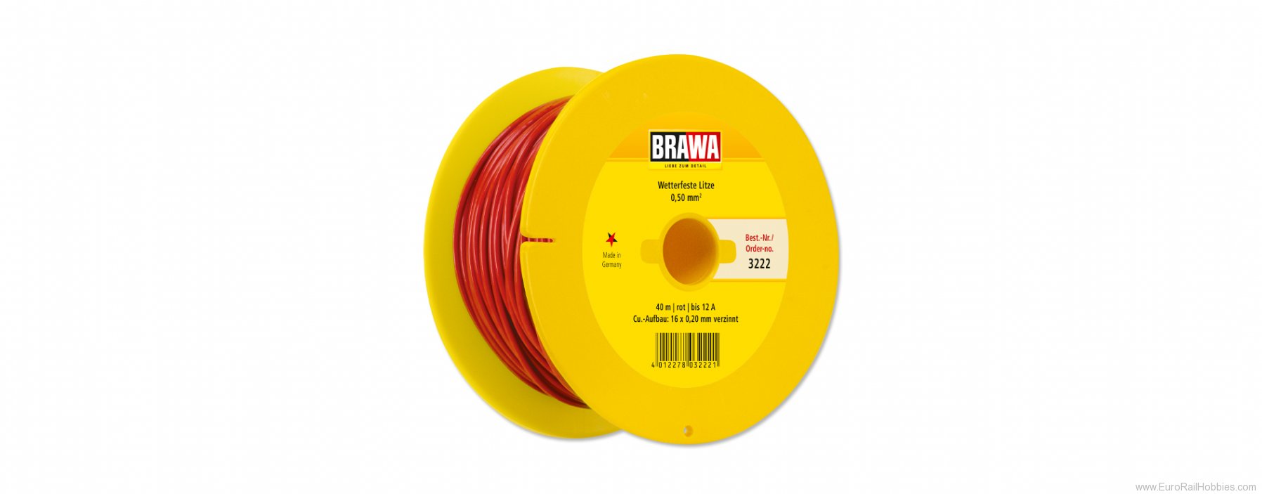 Brawa 3222 40m Weather Proof Wire red 0.50 mm2 3 Amp Loa