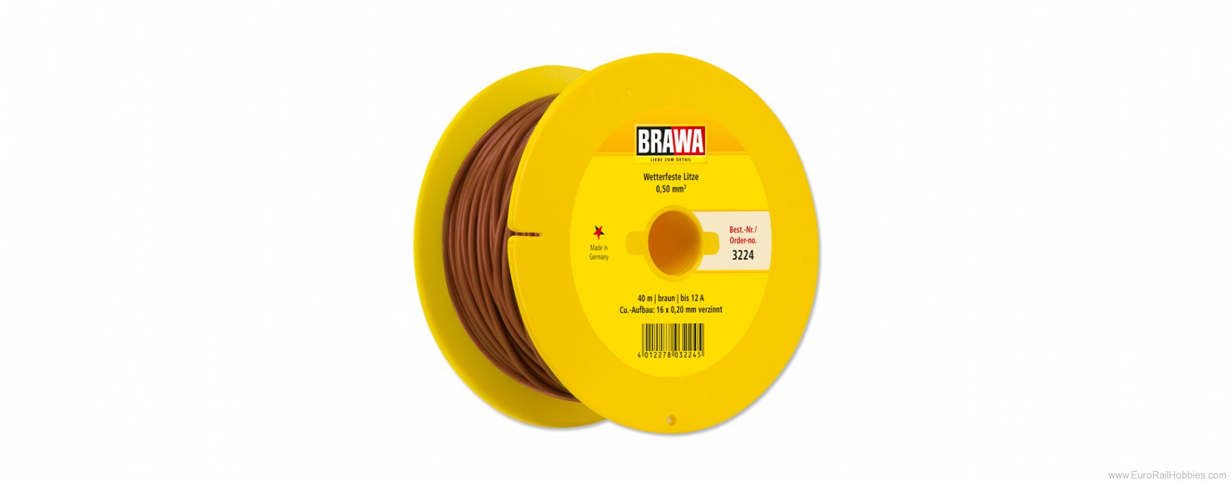 Brawa 3224 40m Weather Proof Wire Brown 0.50 mm2 3 Amp L