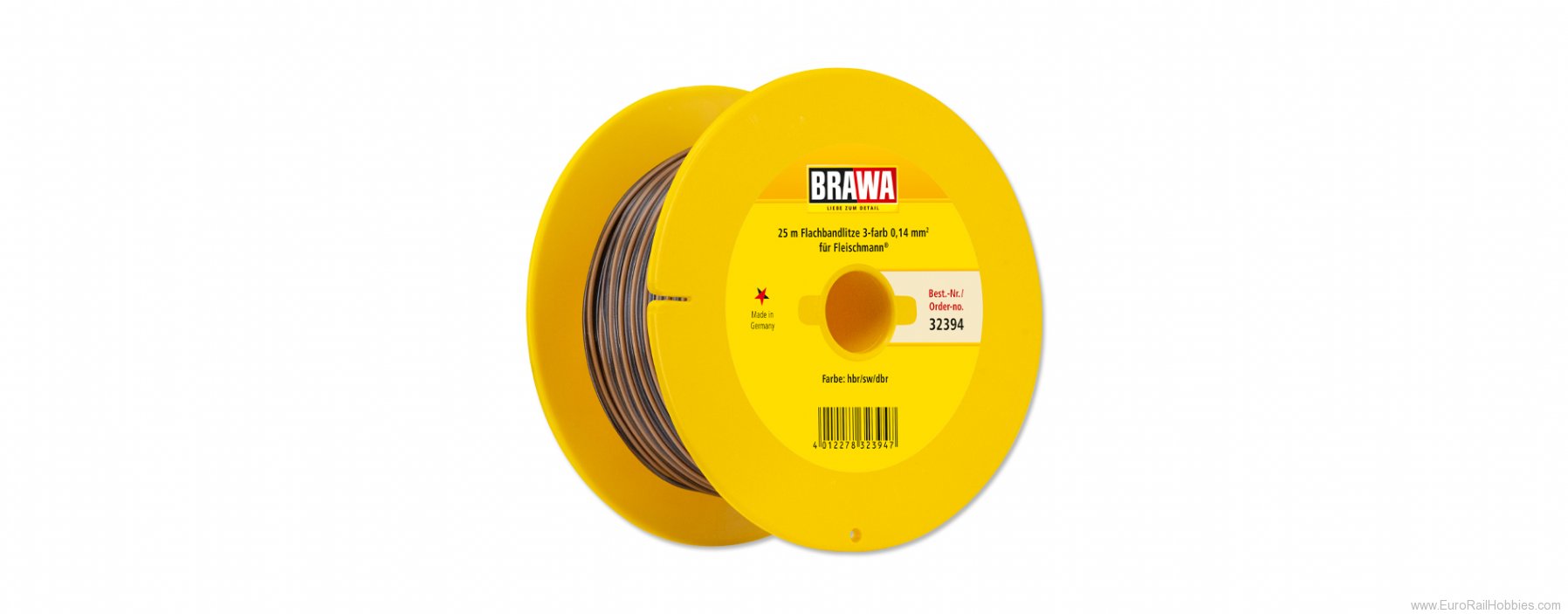 Brawa 32394 Flat Cable 0.14 mmÂ², 25 m drum, hbr/bk/db