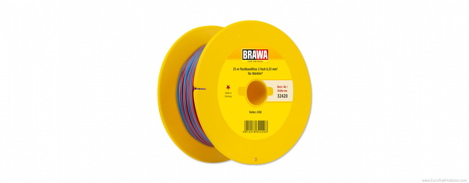 Brawa 32420 Dbl-Wire 0,25 mmÂ², 25 m drum, black/red