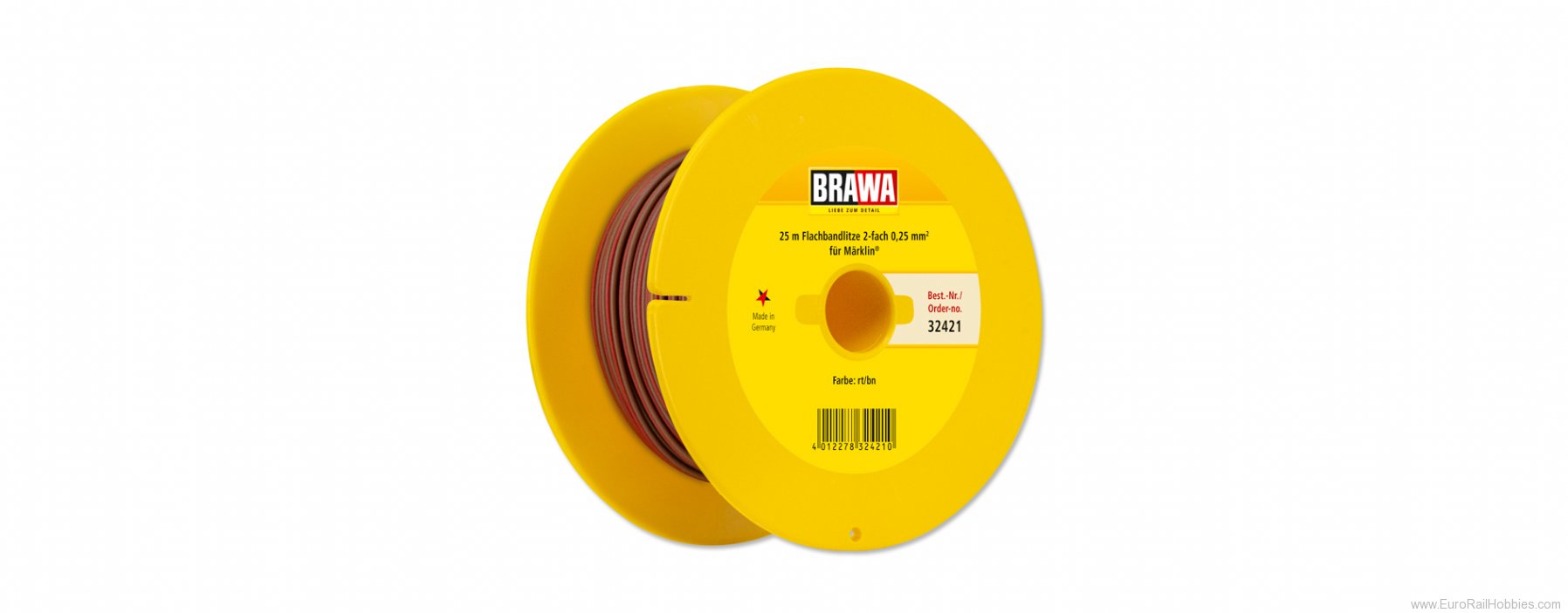 Brawa 32421 Dbl-Wire 0.25 mmÂ², 25 m drum, br/rd