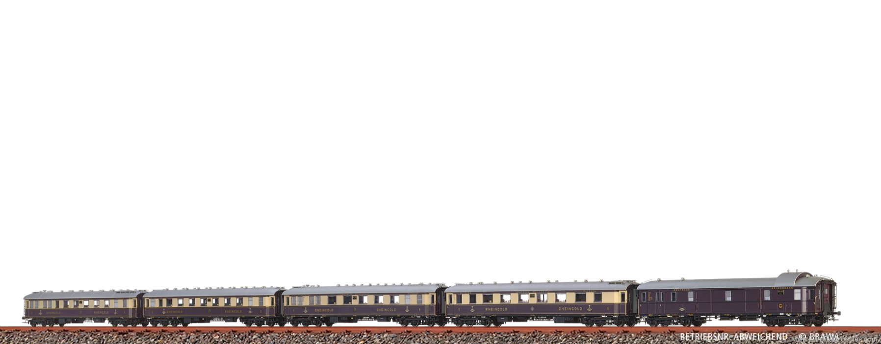 Brawa 46466 Rheingold Express Train Coach Set DRG, 5-unit