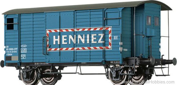 Brawa 47882 Covered Freight Car Gklm Henniez Mineralwasse