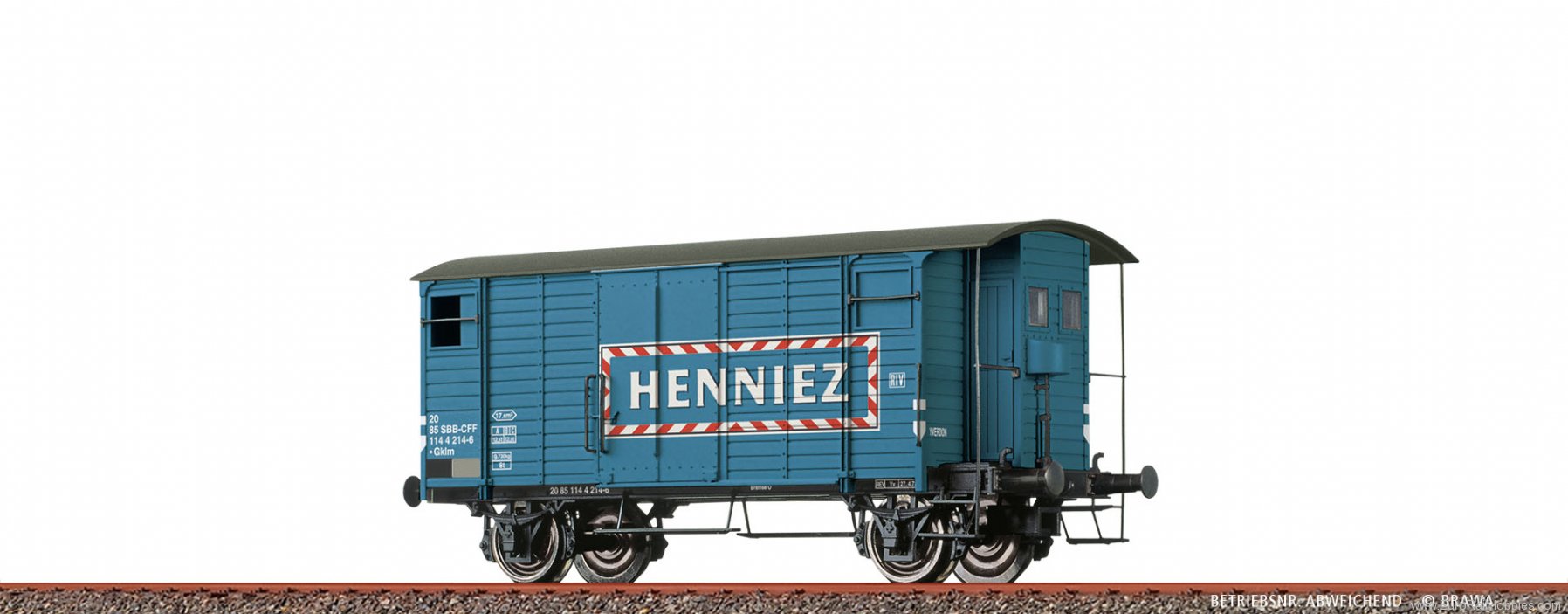 Brawa 47882 Covered Freight Car Gklm Henniez Mineralwasse