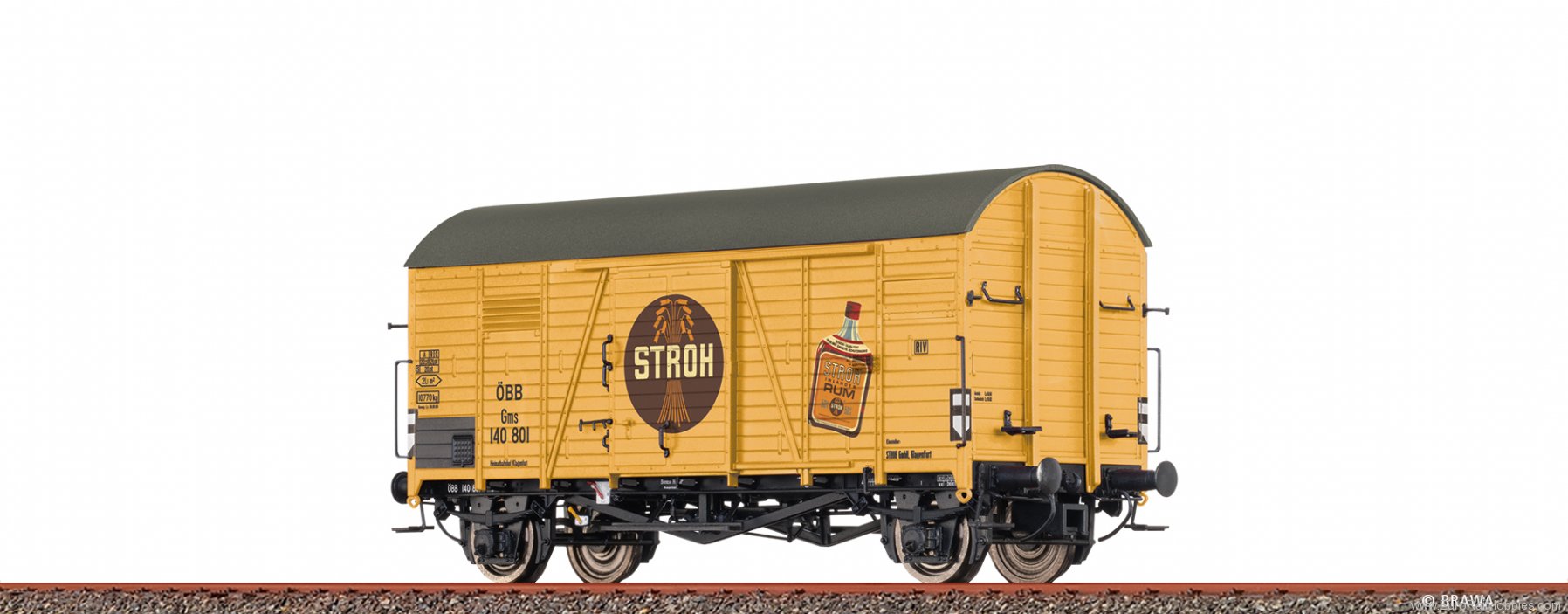 Brawa 47938 ÃBB  Covered Freight Car Gms 'Stroh Rum'