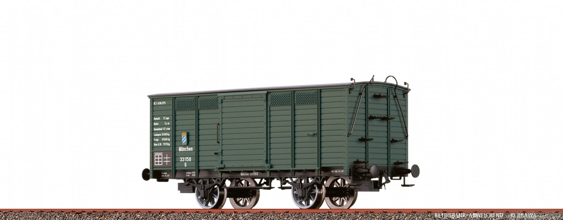 Brawa 48045 Covered Freight Car G K.Bay.Sts.B.