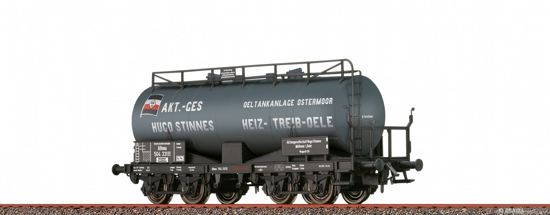 Brawa 48513 Tank Car 4-axle ZZ [P] Hugo Stinnes DRG