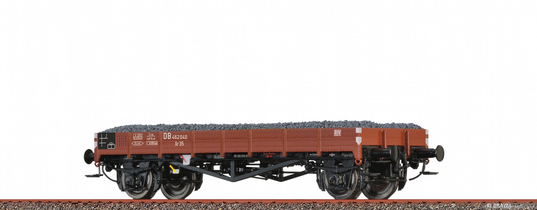 Brawa 49359 Flat Car Xr35 DB, with gravel freight