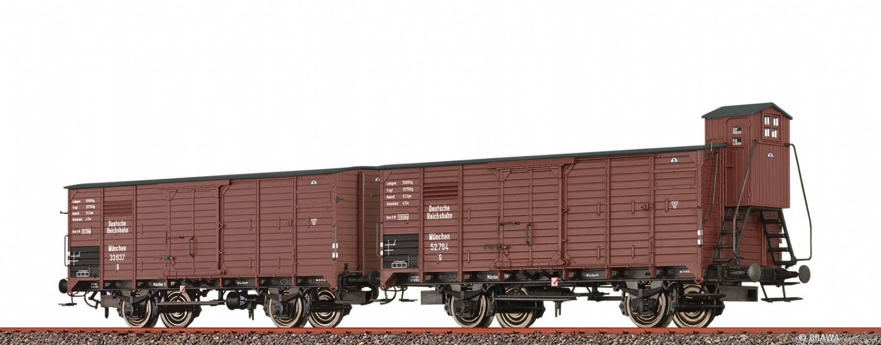 Brawa 49878 Covered Freight Cars G DRG, set of 2