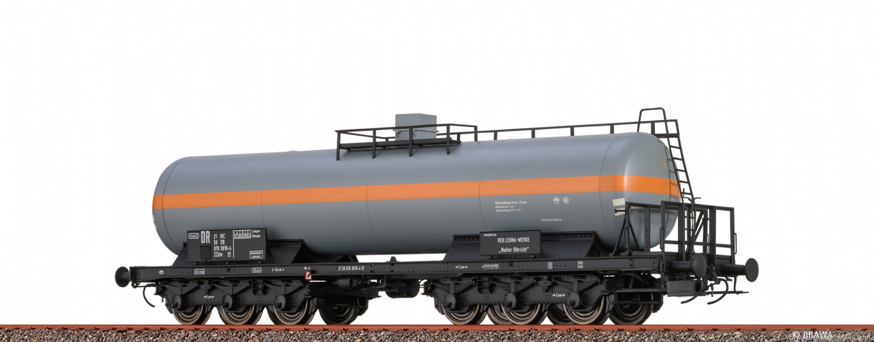 Brawa 50093 Gas Tank Car 6-axle ZZdw VEB Leuna-Werke DR