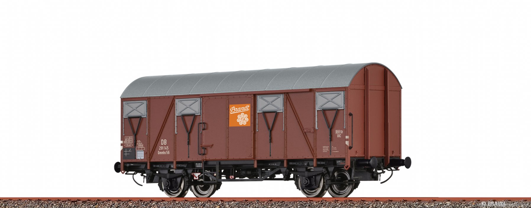 Brawa 50143 DB Covered Freight Car Kmmhs56 'Brandt' 