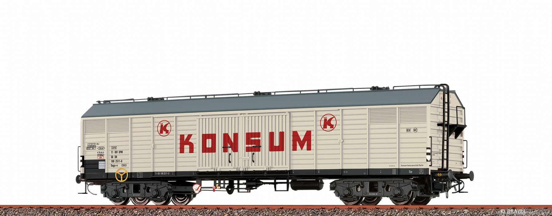 Brawa 50412 Covered Freight Car Gags-v Konsum DR