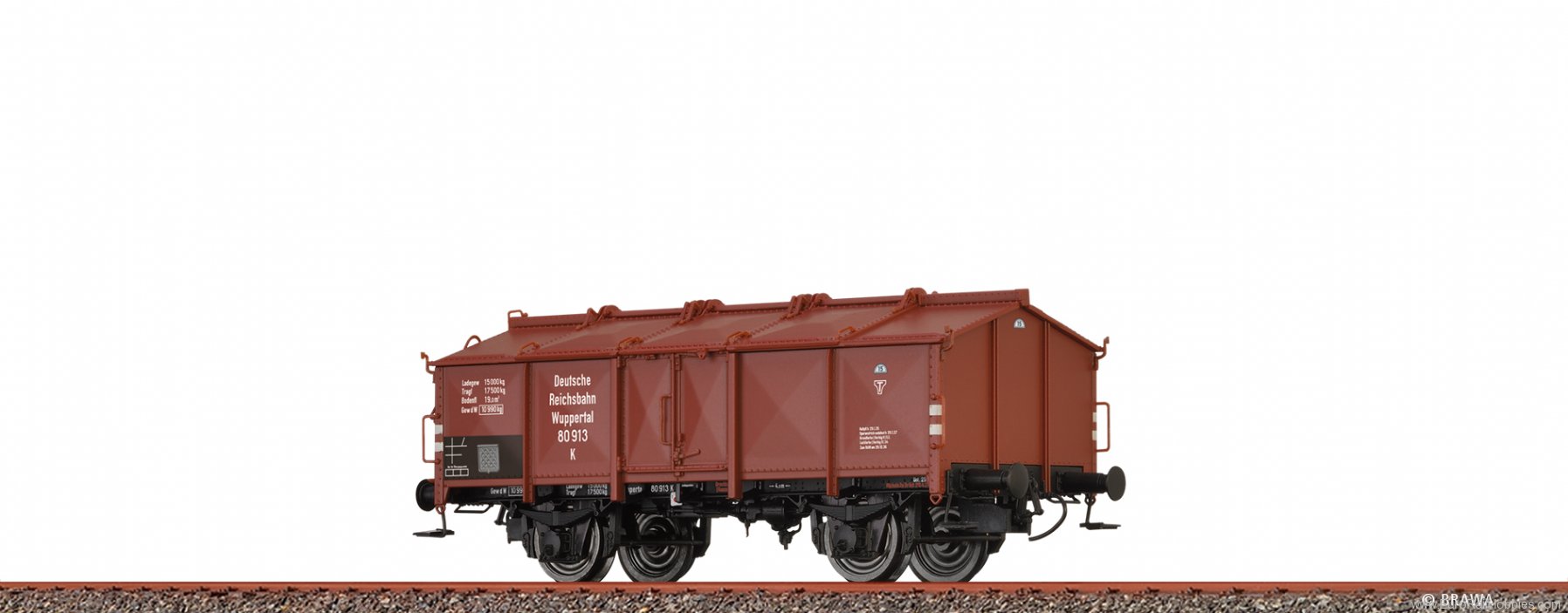 Brawa 50539 Lidded Freight Car K Wuppertal DRG