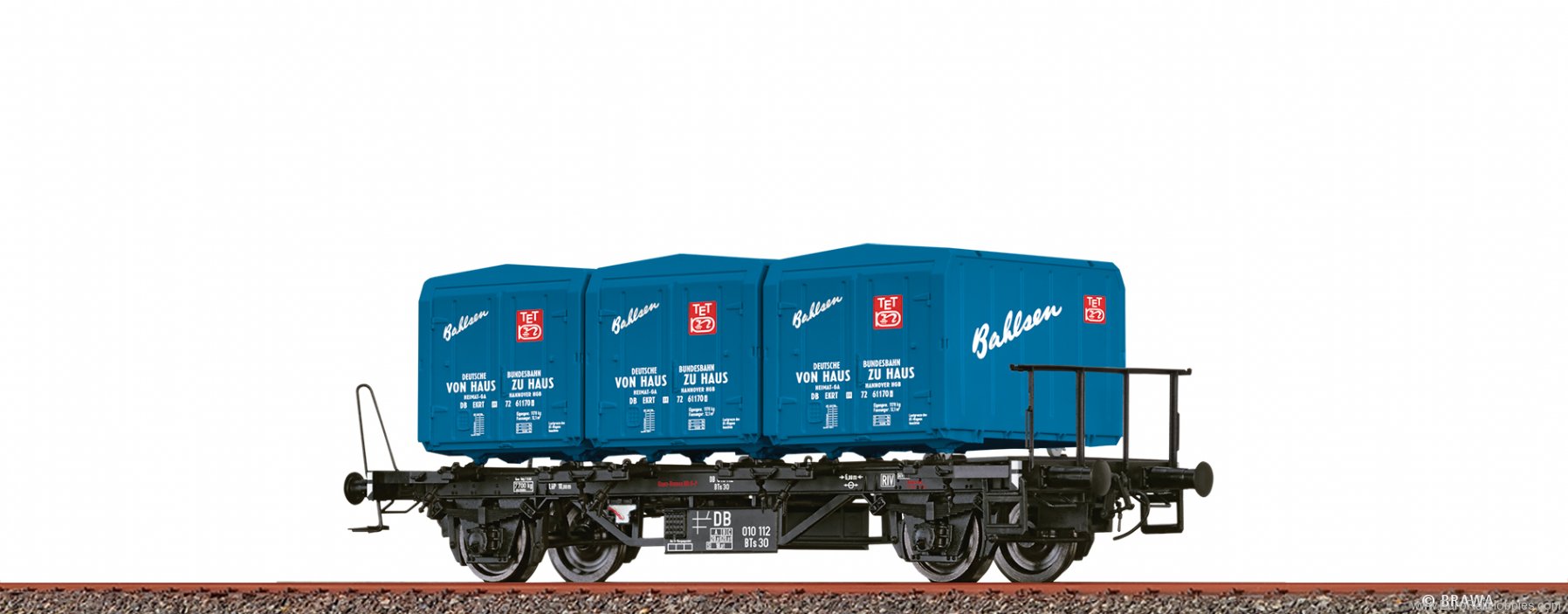 Brawa 50604 Container Car BTs 30 DB, with Ekrt 212 Bahlse