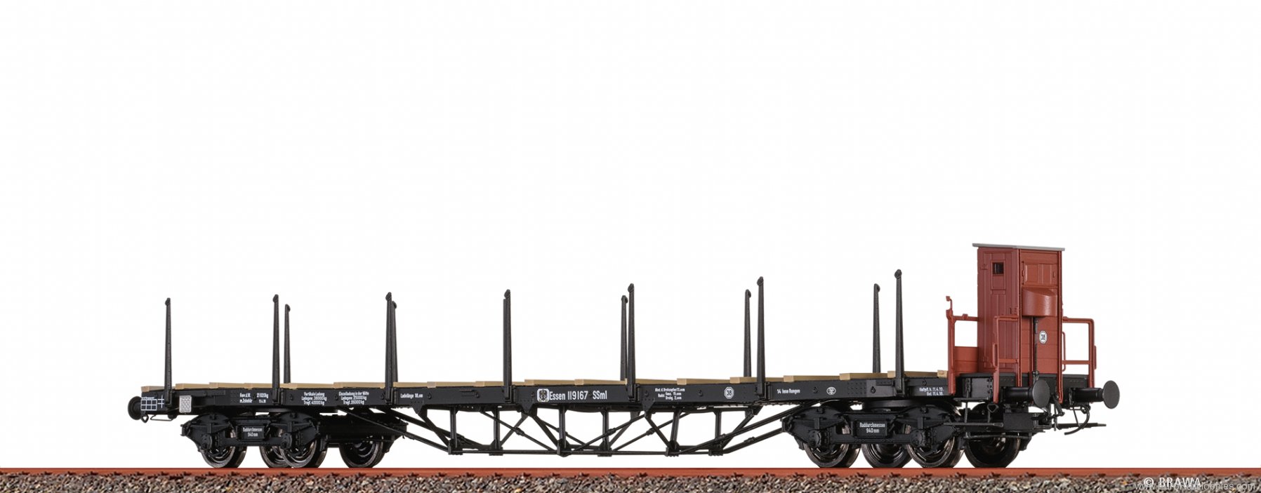 Brawa 50648 Heavy Duty Freight Car SSlm (Ce 168) K.P.E.V.