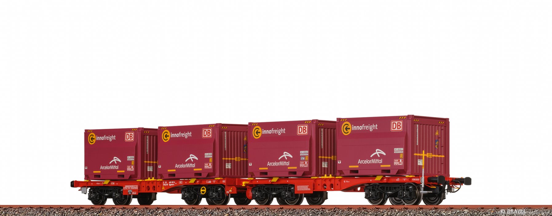 Brawa 50663 Flat Car Sggmmrrs ArcelorMittal der DB AG