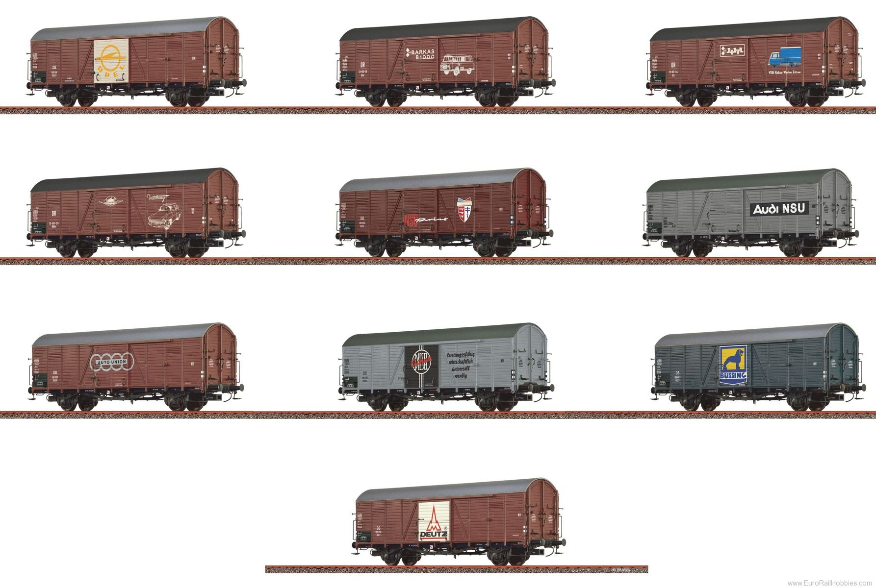 Brawa 50824 H0 Set (10) Freight Car VEHICLE BRANDS, DC