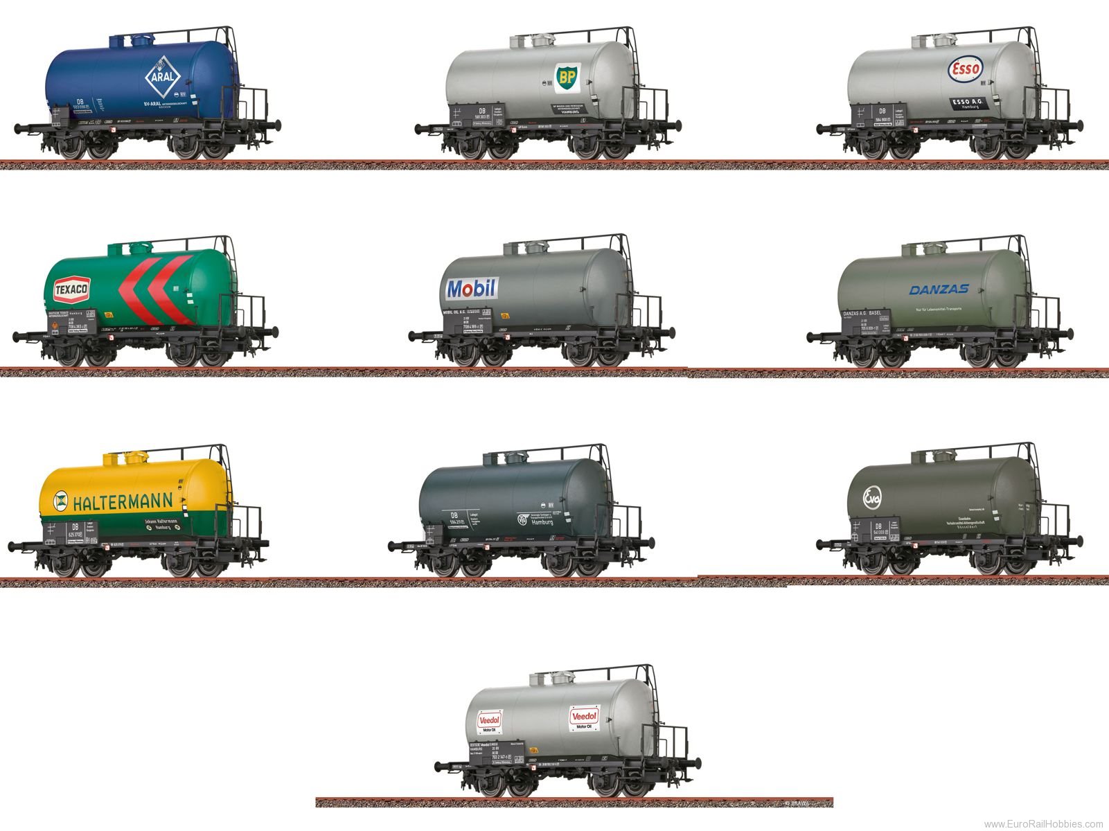 Brawa 50874 H0 Set (10) Lightweight Tank Car UERDINGEN 30