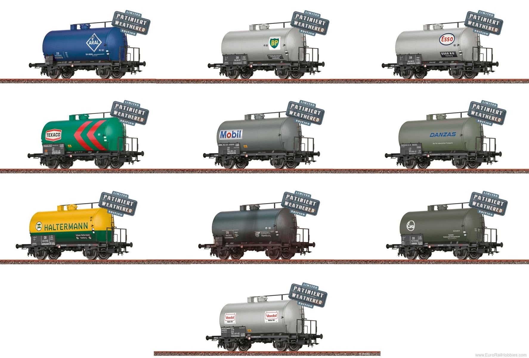 Brawa 50875 H0 Set (10) Lightweight Tank Car UERDINGEN 30