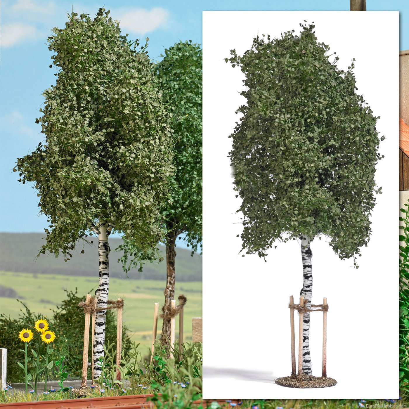 Busch 10625 Young birch with stakes