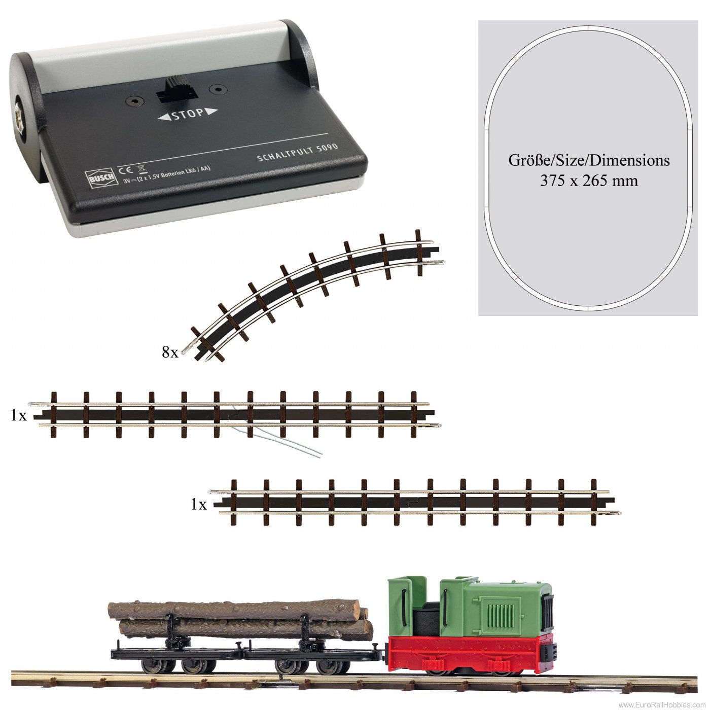 Busch 12012 Busch Feldbahn Starter Set with diesel locomo
