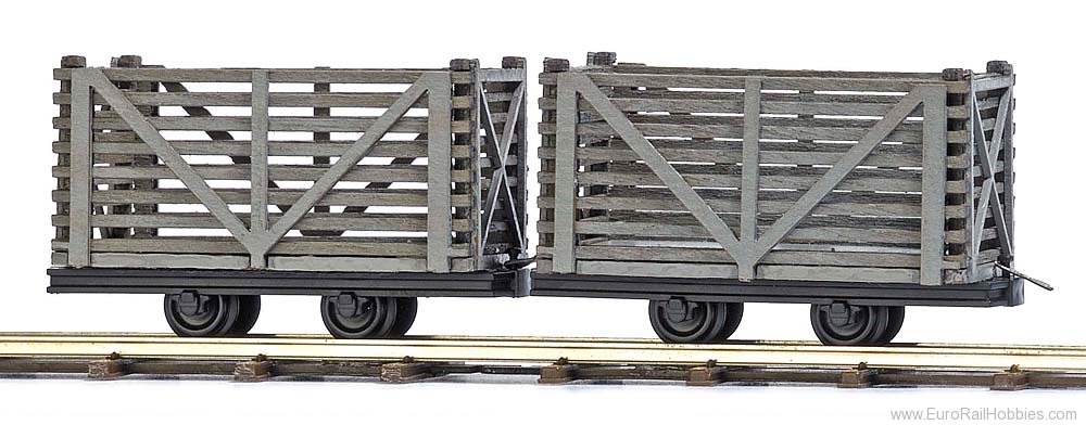 Busch 12214 2 Wooden Peat Transport Wagons