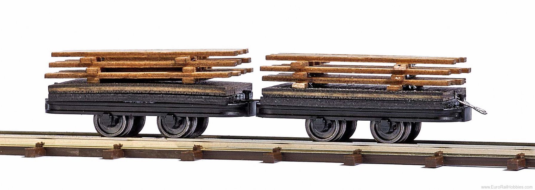 Busch 12218 2 Feldbahn Wagons with planks (HOf Feldbahn)