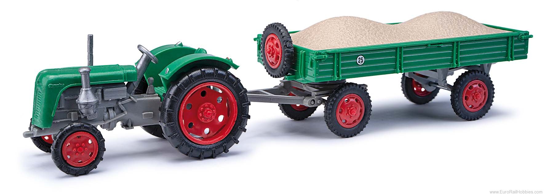 Busch 210110112 MH: Famulus tractor with trailer and gravel l