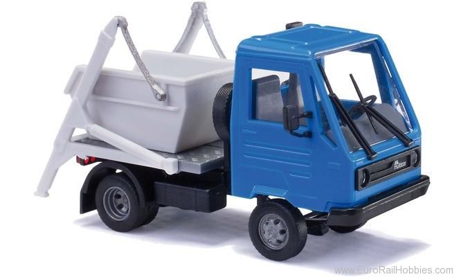 Busch 42228 Multicar M26 with skiploader, blue/white